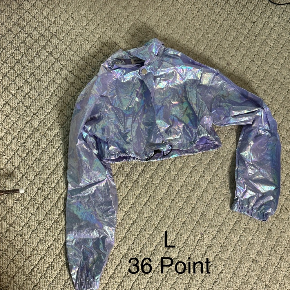 36 Point 5 Iridescent Lavender Cropped Bomber Jacket